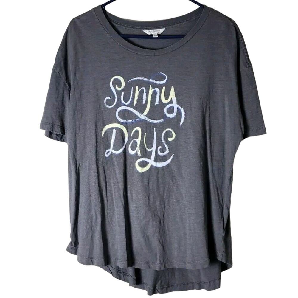 WildFox Graphic Tee T-Shirt Size Large Gray Sunny Days Short Sleeve